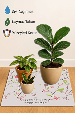 Valerine Life Çiçek Saksı Matı Salon Balkon Bitkileri Zemin Koruyucu Kaymaz Saksı Altlığı 60x60cm 27250620