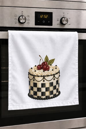 Valerine Life El Kurulama Havlusu 30x50cm Mutfak, Fırın için Pamuklu Emici Krema Şöleni