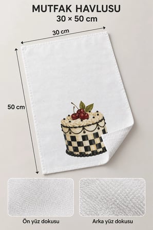 Valerine Life El Kurulama Havlusu 30x50cm Mutfak, Fırın için Pamuklu Emici Krema Şöleni