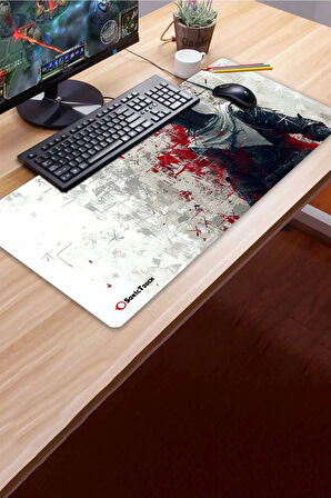 SonicTouch UltraGrand Suikastçı Gamer Oyuncu Xxl Beyaz Klavye Mouse Pad 40x90Cm