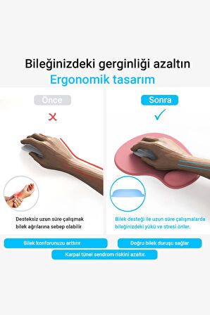 SonicTouch Bilek Destekli Siyah Damla Tipi Pürüzsüz Yüzey Dikişsiz Gamer Oyuncu Mouse Pad 20x22cm