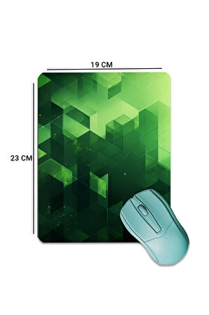 SonicTouch Yeşil Küpler Pürüzsüz Yüzey Kaymaz Taban Dikişsiz Kenar Gamer Oyuncu Mouse Pad 19x23cm