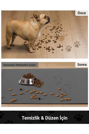 MAtGo Pati Kedi Köpek Beslenme Matı 50x70cm Mırmır Yıkım Ekibi Su Geçirmez Mama Kabı Altlığı Paspası