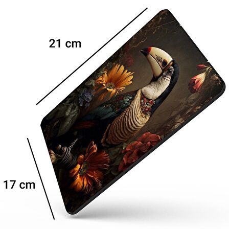 SonicTouch Tukan Papağını Kaydırmaz Gaming Oyuncu Dikişsiz Kahverengi Sarı Mouse Pad/Ped 17x21cm