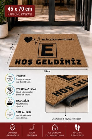 Valerine Life Eczane Logolu Acil Şifalar Dileriz Coco Görünüm işyeri Koko Kapı Önü Paspası 45x70cm