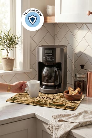 Valerine Life Kahve Espresso Makinesi Matı 35x45cm Çaycı Pad Su Geçirmez Dandelion Brew