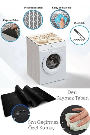 Valerine Life Çamaşır Kurutma Makinesi Üstü Düzenleyici Matı Sıvı Geçirmez Örtü İpteki Huzur