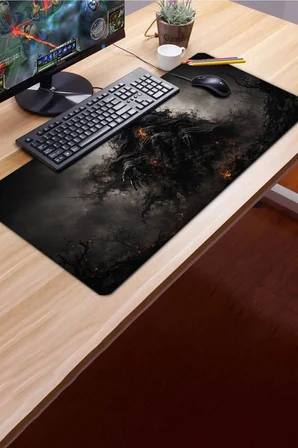 SonicTouch Klavye Mousepad 40x90cm Dikişsiz Pürüzsüz Sıvı Geçirmez Kaymaz Taban Kara Kehanet