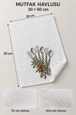 Valerine Life El Kurulama Havlusu 30x50cm Mutfak, Fırın için Pamuklu Emici Damalı Sofra