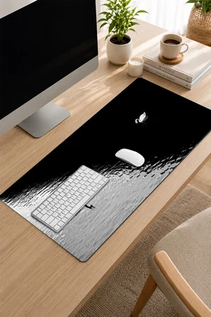 SonicTouch Klavye Mousepad 32x70cm Dikişsiz Pürüzsüz Sıvı Geçirmez Kaymaz Taban Kuğuların Dengesi