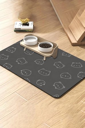 MAtGo Pati Kedi Köpek Beslenme Matı 50x70cm Su Geçirmez Mama Kabı Altlığı Paspası Pofuduk Yüzler