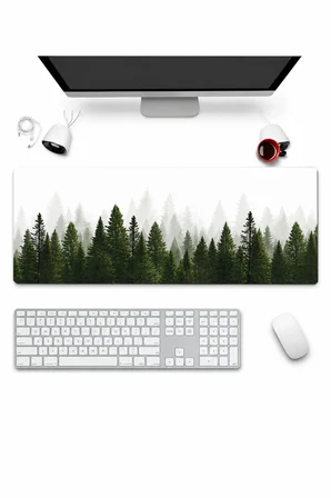 SonicTouch Klavye Mousepad 32x70cm Dikişsiz Pürüzsüz Sıvı Geçirmez Kaymaz Taban Sisli Çamlar