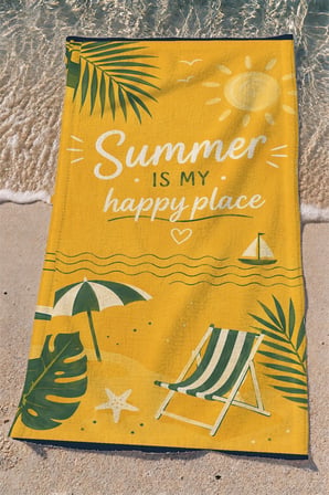 Valerine Life Plaj Havlusu 70x140cm Havuz Spa Sauna Spor Pamuklu Emici Summer Happy Place
