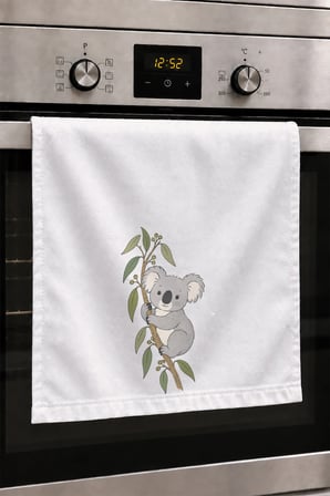 Valerine Life El Kurulama Havlusu 30x50cm Mutfak, Fırın için Pamuklu Emici Minik Koala