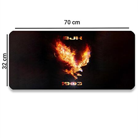 SonicTouch Ateş Kartalı 1903 Kaydırmaz Gaming Oyuncu Masaüstü Dikişsiz Siyah Klavye Pad 32x70cm