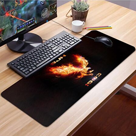 SonicTouch Ateş Kartalı 1903 Kaydırmaz Gaming Oyuncu Masaüstü Dikişsiz Siyah Klavye Pad 32x70cm