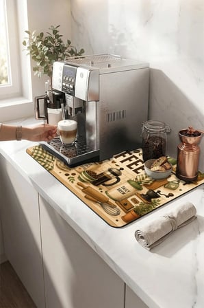 Valerine Life Kahve Espresso Makinesi Matı 35x45cm Çaycı Pad Su Geçirmez Book & Brew