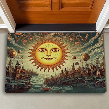 Valerine Life Sürrealizm Güneş Temalı Kapı Önü Paspası 45x70cm
