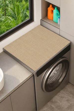 Valerine Life Çamaşır Kurutma Makinesi Üstü Düzenleyici Matı Sıvı Geçirmez Örtü Keten Görünümlü