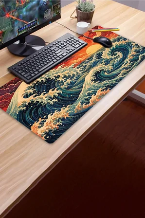 SonicTouch Klavye Mousepad 40x90cm Dikişsiz Pürüzsüz Sıvı Geçirmez Kaymaz Taban Japon Gün Batımı