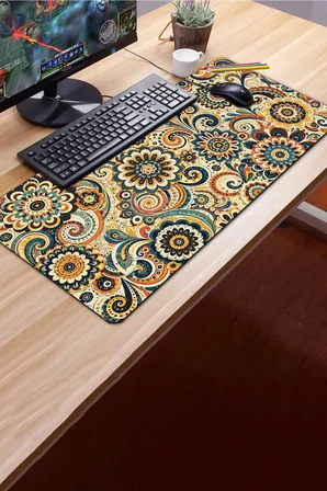 SonicTouch Klavye Mousepad 40x90cm Dikişsiz Pürüzsüz Sıvı Geçirmez Kaymaz Taban Retro Çiçek Rüyası