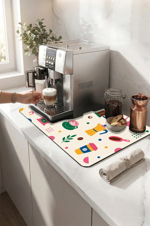 Valerine Life Kahve Espresso Makinesi Matı 35x45cm Çaycı Pad Su Geçirmez Renkli Dem