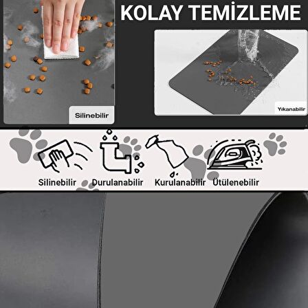 MAtGo Pati Beslenme Matı Kaymaz Su Geçirmez Siyah Suni Deri Kedi Köpek Mama Paspası 40x60cm