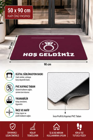 Valerine Life Kapı Önü Paspası 50x90cm Dijital Baskı Kaymaz Kişiye Firmaya Özel Kuyumcu