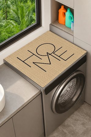 Valerine Life Çamaşır Kurutma Makinesi Üstü Düzenleyici Matı Sıvı Geçirmez Örtü   Hasır Home