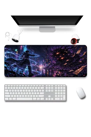 SonicTouch Klavye Mousepad 40x90cm Dikişsiz Pürüzsüz Sıvı Geçirmez Kaymaz Taban Neon Büyücü