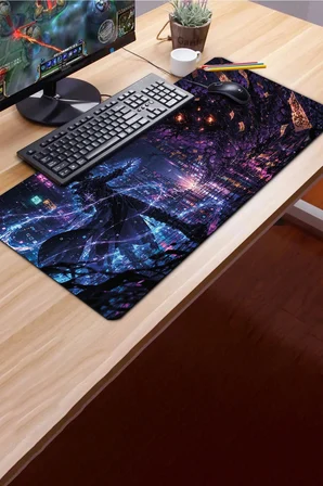SonicTouch Klavye Mousepad 40x90cm Dikişsiz Pürüzsüz Sıvı Geçirmez Kaymaz Taban Neon Büyücü