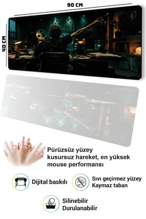 SonicTouch Klavye Mousepad 40x90cm Dikişsiz Pürüzsüz Sıvı Geçirmez Kaymaz Taban Perde Arkası