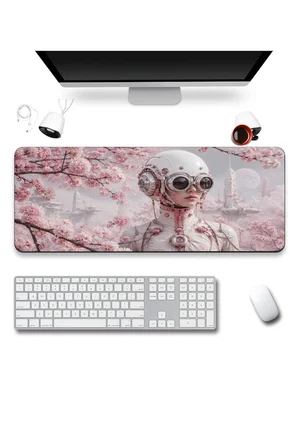 SonicTouch Klavye Mousepad 40x90cm Dikişsiz Pürüzsüz Sıvı Geçirmez Kaymaz Taban Sakura Pilot