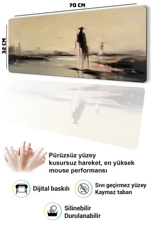 SonicTouch Klavye Mousepad 32x70cm Dikişsiz Pürüzsüz Sıvı Geçirmez Kaymaz Taban Yalnız Gölge