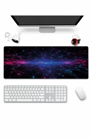 SonicTouch Klavye Mousepad 32x70cm Dikişsiz Pürüzsüz Sıvı Geçirmez Kaymaz Taban Siber Doku