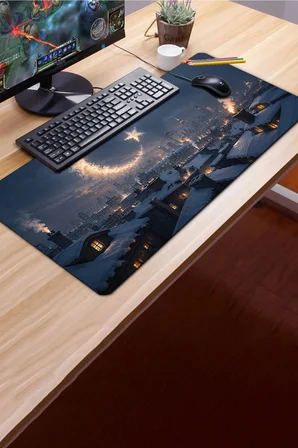 SonicTouch Klavye Mousepad 40x90cm Dikişsiz Pürüzsüz Sıvı Geçirmez Kaymaz Taban Duman Hilali
