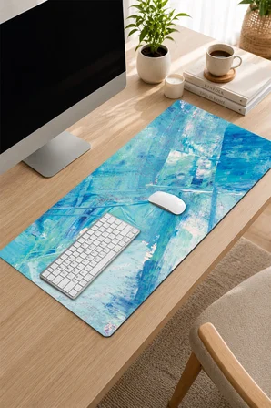 SonicTouch Klavye Mousepad 32x70cm Dikişsiz Pürüzsüz Sıvı Geçirmez Kaymaz Taban Mint Fırtınası
