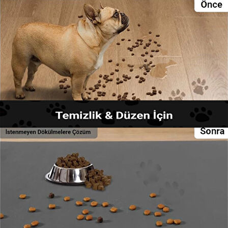 MAtGo Pati Temizlik Vakti Beslenme Matı Kaymaz Sıvı Geçirmez Kedi Köpek Mama Paspası 50x70cm