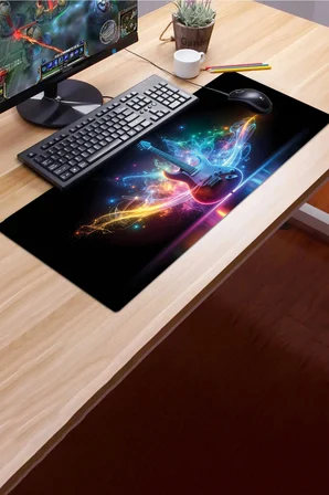 SonicTouch Klavye Mousepad 32x70cm Dikişsiz Pürüzsüz Sıvı Geçirmez Kaymaz Taban Neon Solo