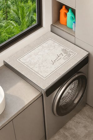 Valerine Life Çamaşır Kurutma Makinesi Üstü Düzenleyici Mat   Bej Çamaşır Bahçesi Sıvı Geçirmez