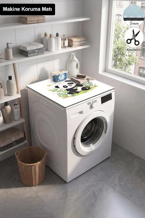 Valerine Life Çamaşır Kurutma Makinesi Üstü Düzenleyici Matı Sıvı Geçirmez Örtü Bambu Panda
