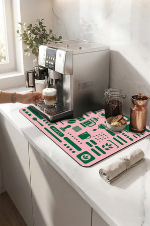 Valerine Life Kahve Espresso Makinesi Matı 35x45cm Çaycı Pad Su Geçirmez Kahve Ritimleri