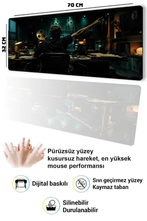 SonicTouch Klavye Mousepad 32x70cm Dikişsiz Pürüzsüz Sıvı Geçirmez Kaymaz Taban Perde Arkası