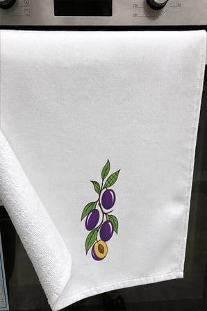 Valerine Life El Kurulama Havlusu 30x50cm Mutfak, Fırın için Pamuklu Emici Mor Erik