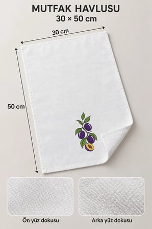 Valerine Life El Kurulama Havlusu 30x50cm Mutfak, Fırın için Pamuklu Emici Mor Erik