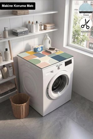 Valerine Life Çamaşır Kurutma Makinesi Üstü Düzenleyici Matı Sıvı Geçirmez Örtü Mid-Century Ritim
