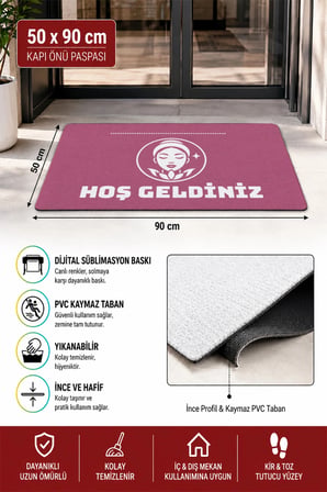 Valerine Life Kapı Önü Paspası 50x90cm Dijital Baskı Kaymaz Kişiye Firmaya Özel Güzellik Salonu