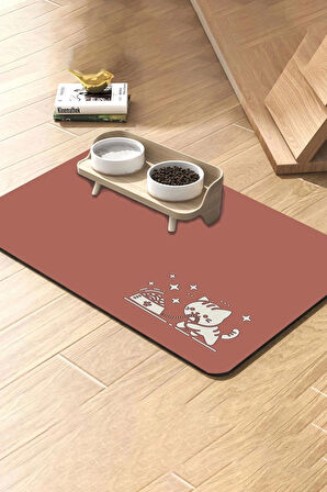 MAtGo Pati Mama Çeken Kedi Beslenme Matı Kaymaz Sıvı Geçirmez Kedi Köpek Mama Paspası 50x70cm
