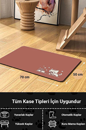 MAtGo Pati Mama Çeken Kedi Beslenme Matı Kaymaz Sıvı Geçirmez Kedi Köpek Mama Paspası 50x70cm