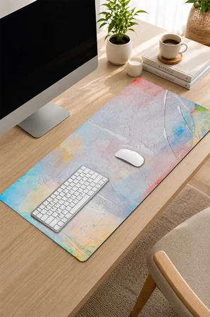 SonicTouch Klavye Mousepad 32x70cm Dikişsiz Pürüzsüz Sıvı Geçirmez Kaymaz Taban Pastel Tuval